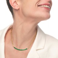 COLLANA CAT MAGLIA LARGA E BAGUETTE TENNIS