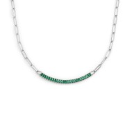 COLLANA CAT MAGLIA LARGA E BAGUETTE TENNIS