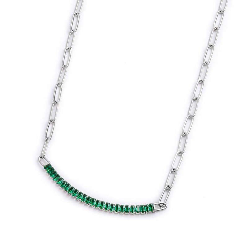 Collana tennis centrale cristalli baguette