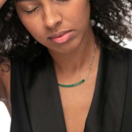 COLLANA CAT MAGLIA LARGA E BAGUETTE TENNIS