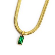 Collana catena snake cristallo baguette centrale