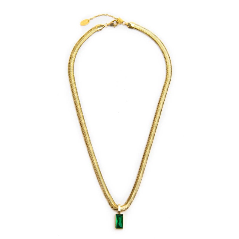 Collana catena snake cristallo baguette centrale