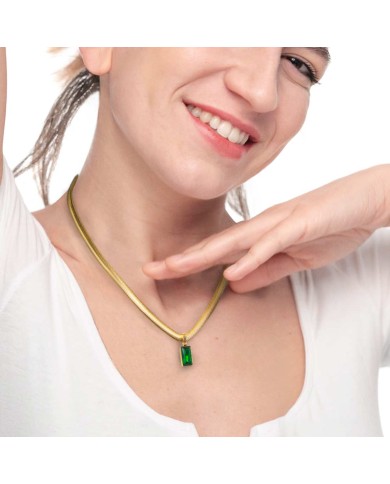 Collana catena snake cristallo baguette centrale