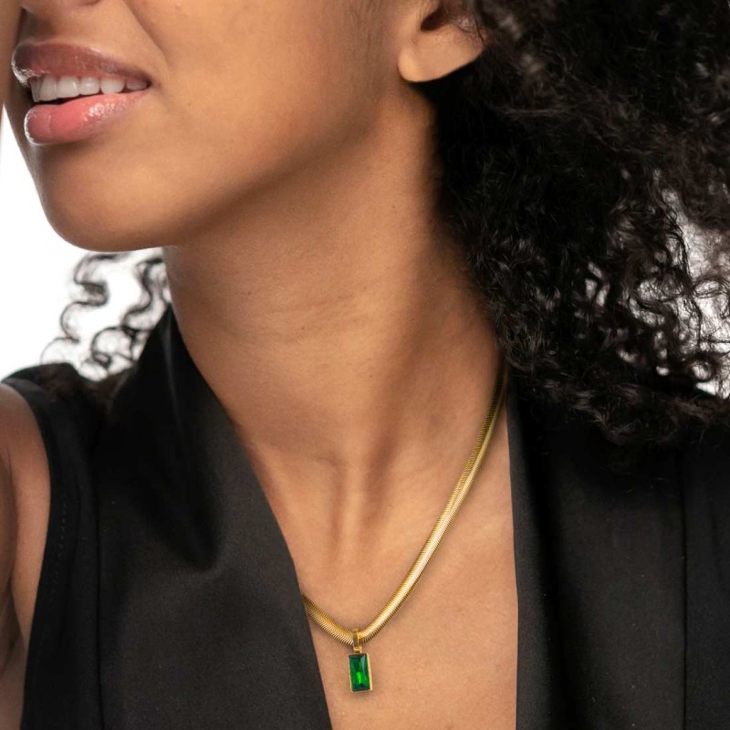 Collana catena snake cristallo baguette centrale