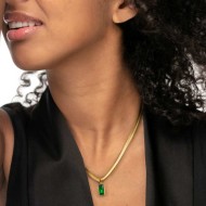 Collana catena snake cristallo baguette centrale