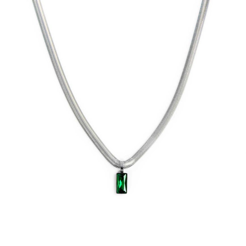 Collana catena snake cristallo baguette centrale