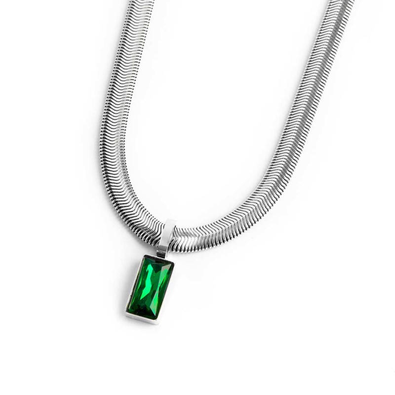 Collana catena snake cristallo baguette centrale