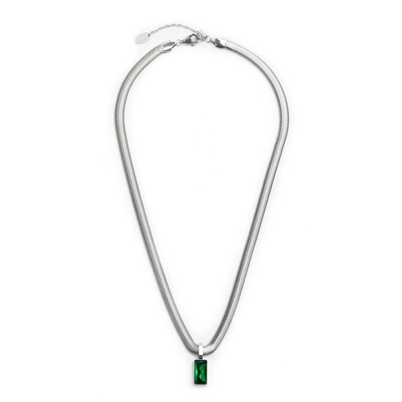 Collana catena snake cristallo baguette centrale