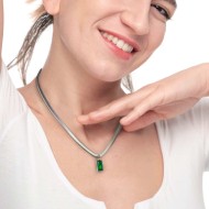 Collana catena snake cristallo baguette centrale