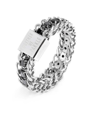 Anello catena grumetta con tennis centrale