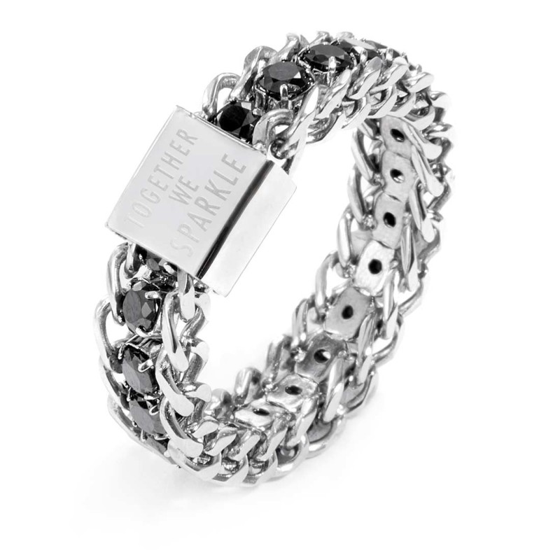 Anello catena grumetta con tennis centrale