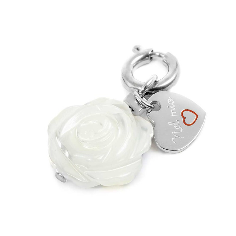 CHARM CON ROSA IN MADRE PERLA