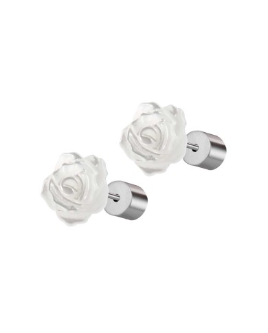 Orecchini a lobo con rosa in madreperla da 8mm