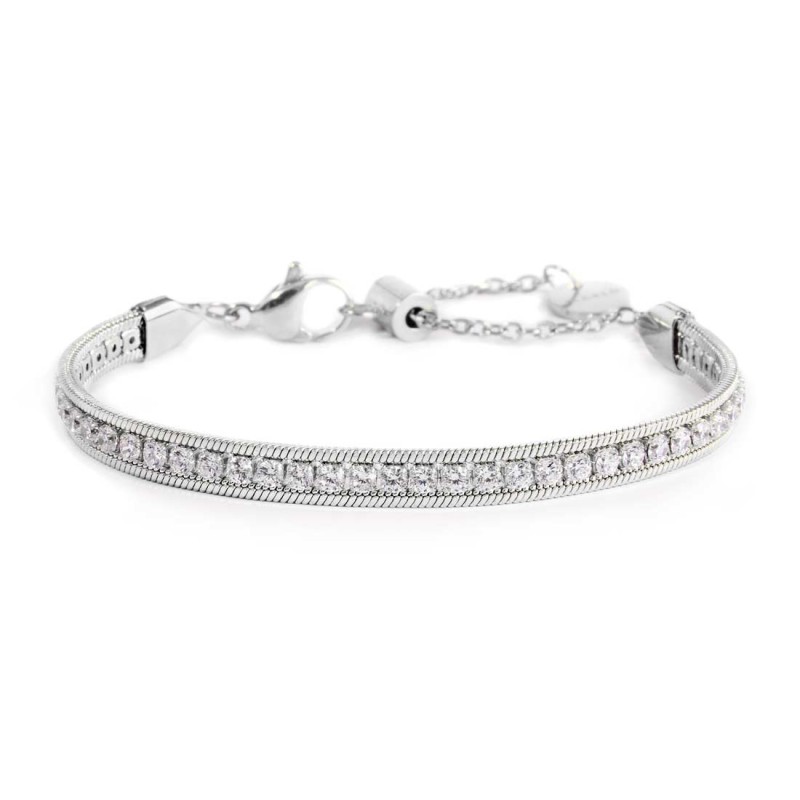 Bracciale tennis zirconi baguette catena snake squadrata