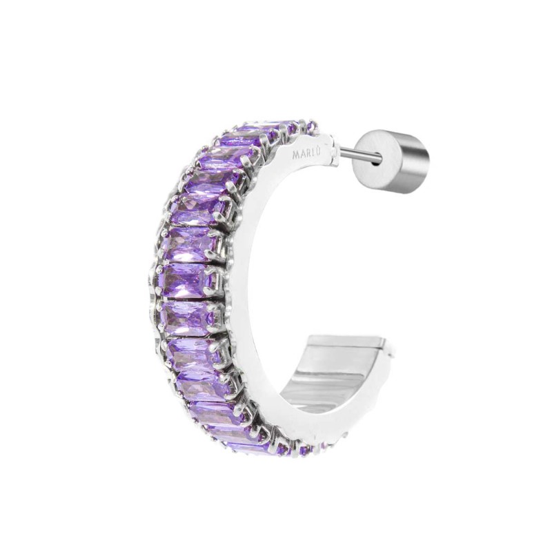 Orecchino a cerchio tennis zirconi baguette