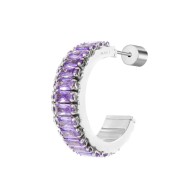 Orecchino a cerchio tennis zirconi baguette