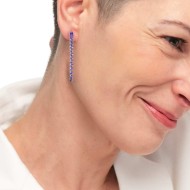 Orecchino a lobo catena tennis con zirconi baguette