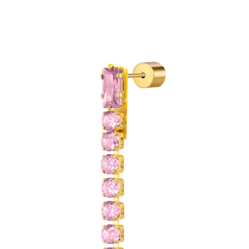 Orecchino a lobo catena tennis con zirconi baguette