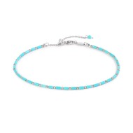 Cavigliera con perline a tubo turchesi ed ematite