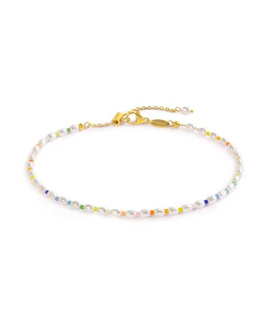 Cavigliera perle irregolari e miyuki multicolor