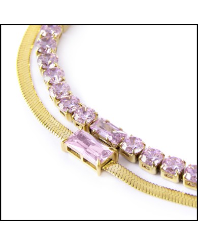 Bracciale con zircone baguette e bracciale tennis con zirconi