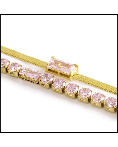 Bracciale con zircone baguette e bracciale tennis con zirconi