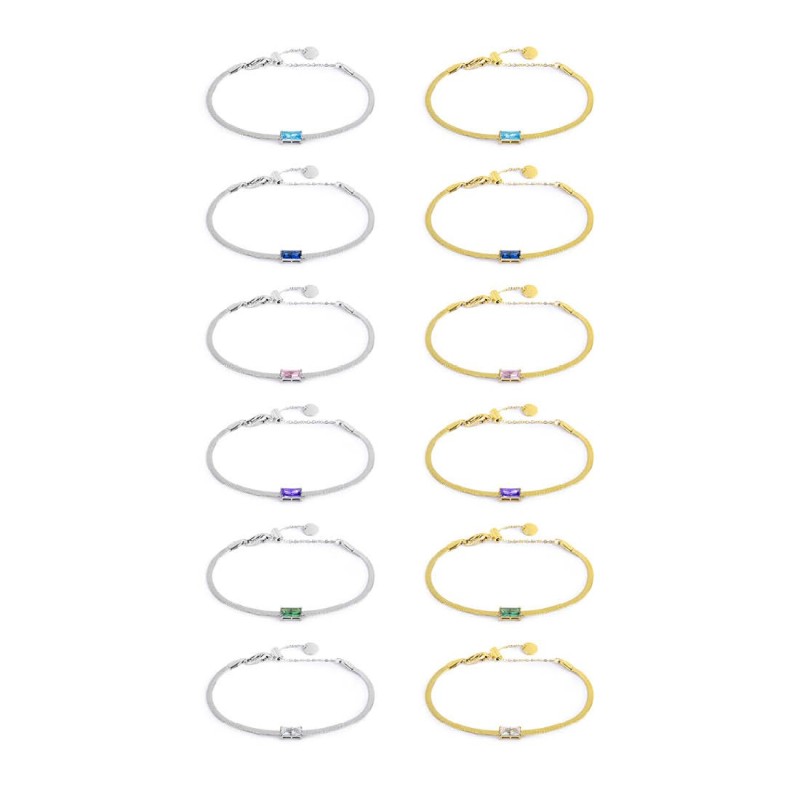 Bracciale con zircone baguette e bracciale tennis con zirconi