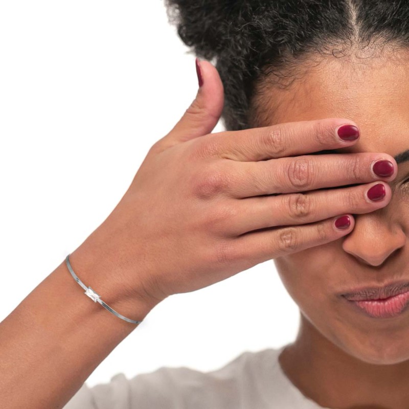 Bracciale con zircone baguette e bracciale tennis con zirconi