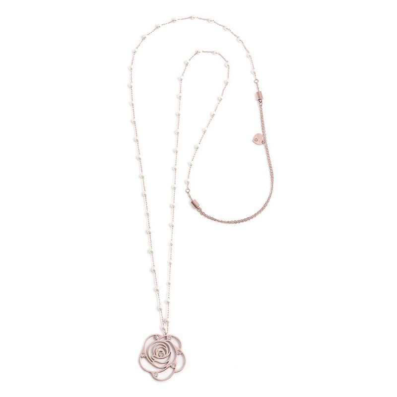 Collana con pendente rosa con cristalli