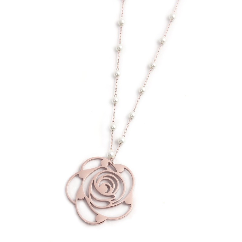 Collana con pendente rosa con cristalli