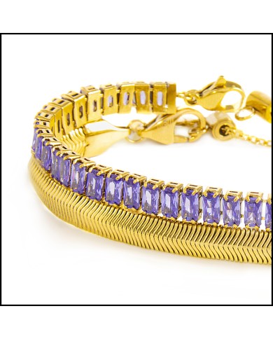 Bracciale tennis con zirconi e bracciale catena snake