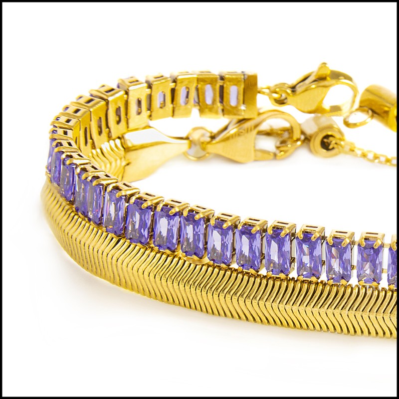 Bracciale tennis con zirconi e bracciale catena snake