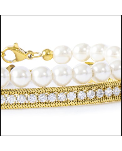 Bracciale con perle e bracciale tennis con zirconi