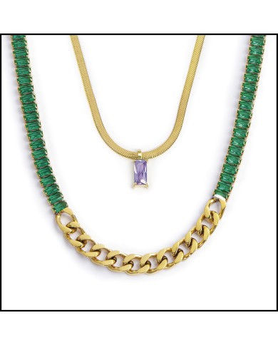 Collana con zircone baguette e collana tennis zirconi baguette