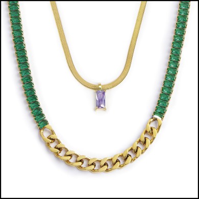 Collana con zircone baguette e collana tennis zirconi baguette