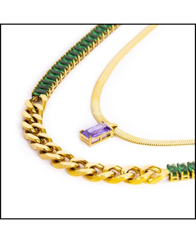 Collana con zircone baguette e collana tennis zirconi baguette