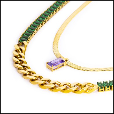 Collana con zircone baguette e collana tennis zirconi baguette