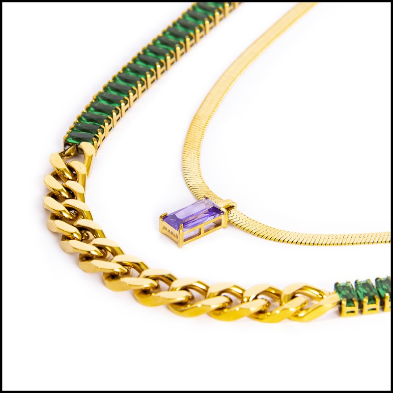 Collana con zircone baguette e collana tennis zirconi baguette