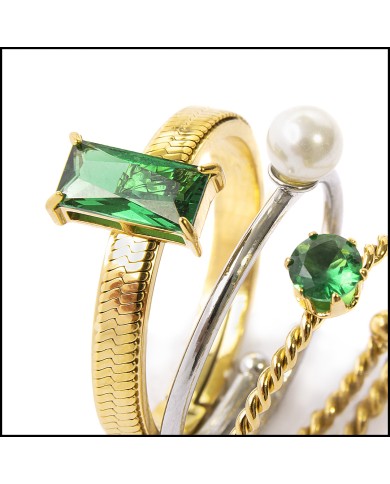 Anelli con zircone e perla