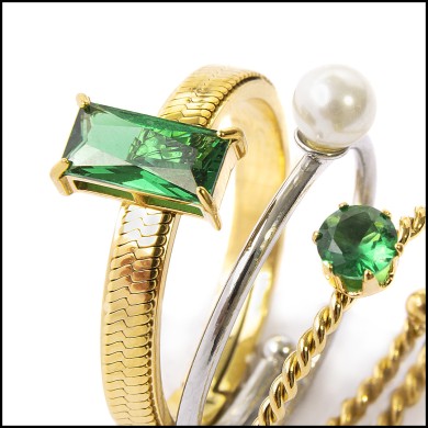 Anelli con zircone e perla