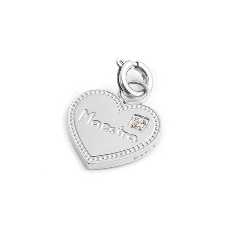 CHARM CUORE MAESTRA CON CZ BIANCO