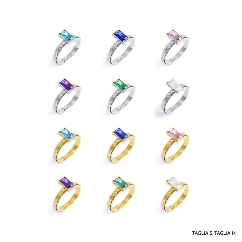 Anelli con zircone baguette