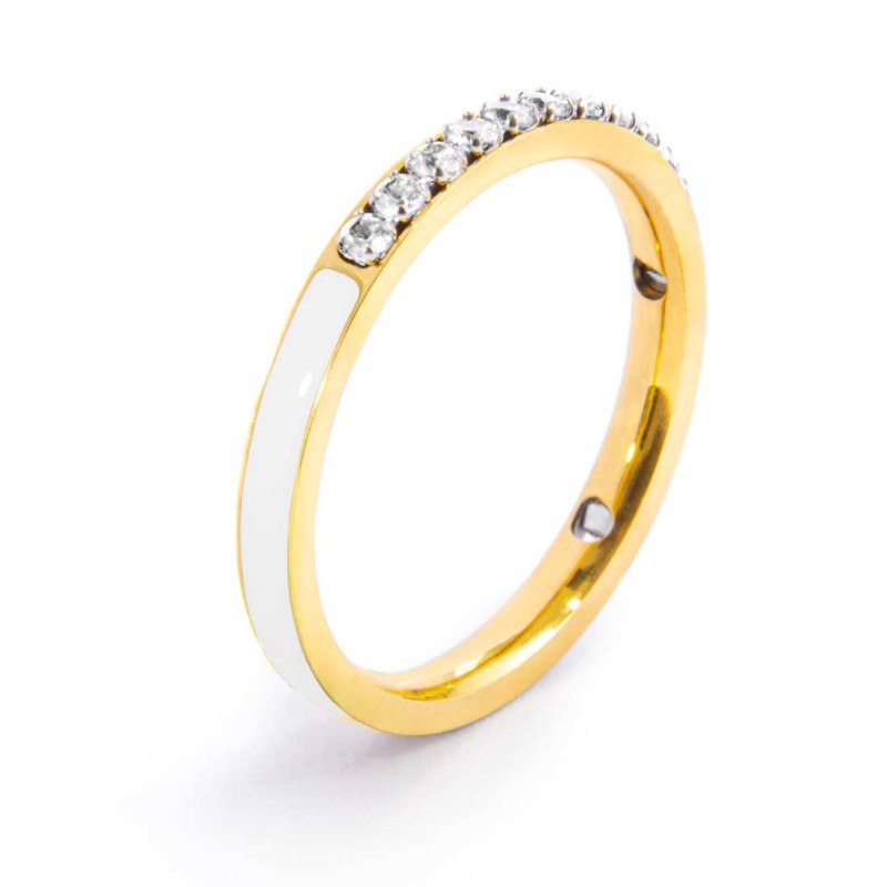 Anello con zirconi e smalto