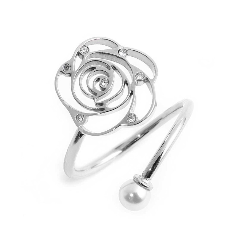 ANELLO CON PERLA E ROSA