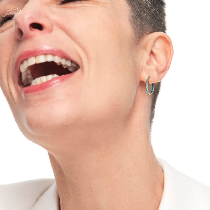 OR MONO OVALE CON CZ E SMALTO