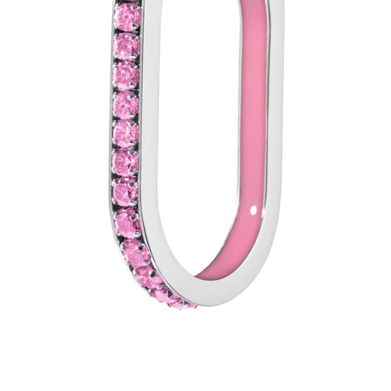 Orecchino ovale con zirconi e smalto