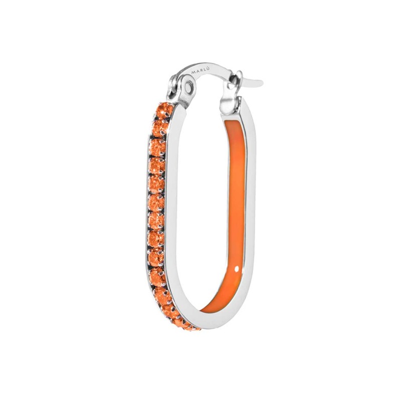 Orecchino ovale con zirconi e smalto