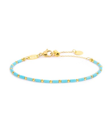 Bracciale con perline a tubo turchesi ed ematite