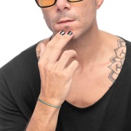 Bracciale con perline a tubo turchesi ed ematite