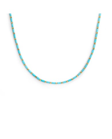 Collana con perline a tubo turchesi ed ematite